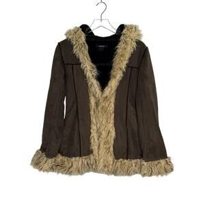 Vintage Taunt Penny Lane Jacket M Faux Fur Faux Suede Brown